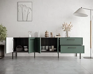 красивый Комод с четырьмя дверками и двумя ящиками "Nicole" арт NEM04G на заказ