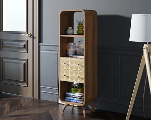 красивый Стеллаж "Ellipse print" узкий с ящиками принт 1 арт EL17/print_01