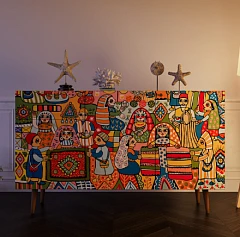 фото Комод "Berber" с двумя дверками и ящиками принт 1 арт BB17/Print_01 в интерьере