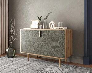 красивый Комод с двумя дверками "Line" R18/browngrey в интернет-магазине