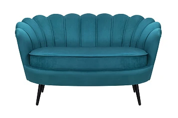 фото Диван ракушка Pearl Double Marine Velvet на черных ножках в интерьере
